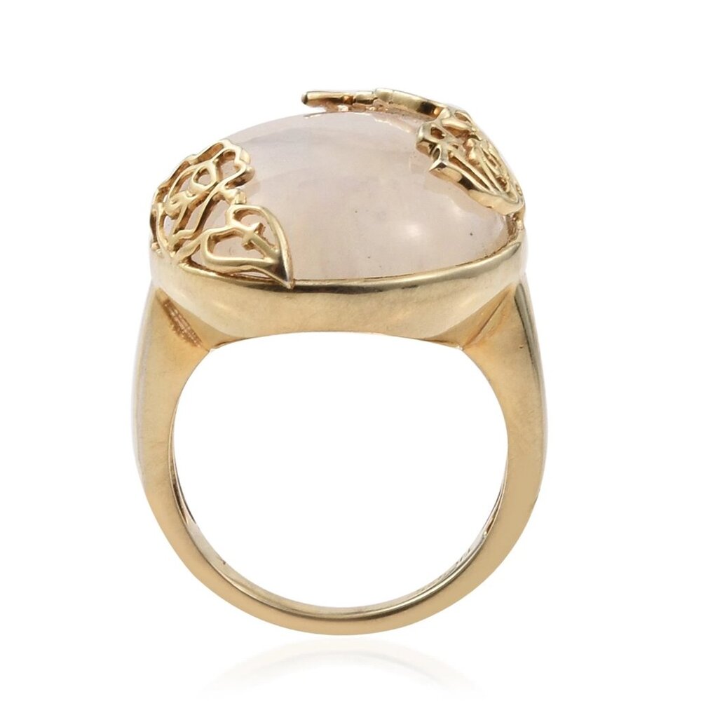 Yellow Gold Rhodium Plated Moonstone Sterling Silver Ring.